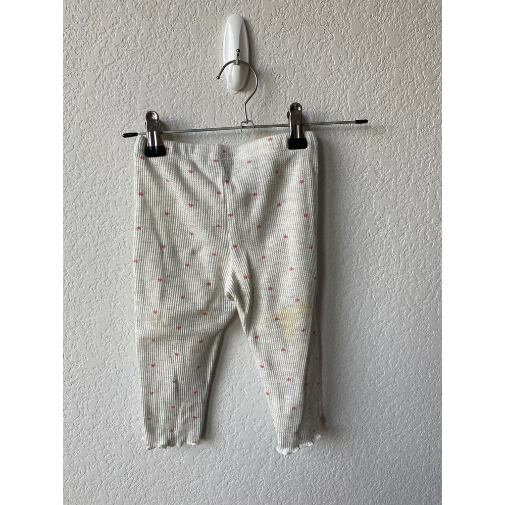 Carters Baby Girls Heart Waffle Knit Lettuce Hem Leggings Size 12M White Pink
